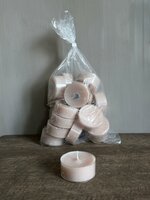 Waxine lichten zand-beige in transparante cup 6cm (20 stuks)