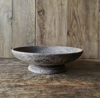 Bowl, houten fruitschaal grey finish large