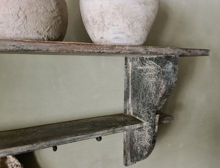 Landelijke kapstok/ wandrek met legplanken grey finish