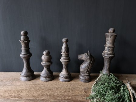 Schaakspel set grey finish (5 stuks)