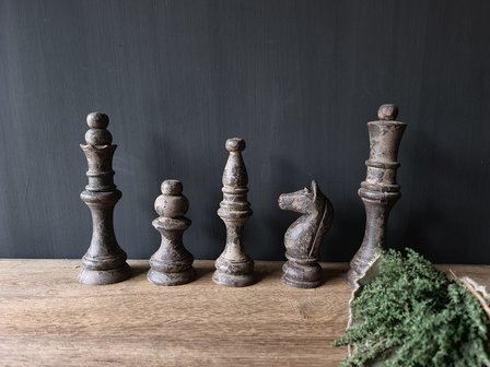 Schaakspel set grey finish (5 stuks)