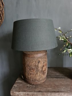 Tafellamp authentiek inclusief donker grijs linnen kap - Stoere en Landelijke Stijl De Buitenkans