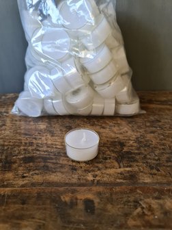Waxine lichtjes wit in transparante cup 4cm (60 stuks)