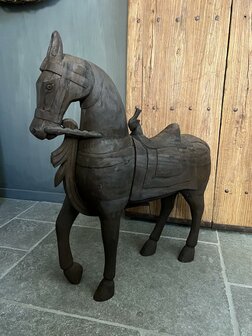 Paard houtsnijwerk India XL (hoogte 90cm) 
