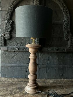 Tafellamp hout inclusief grey kap