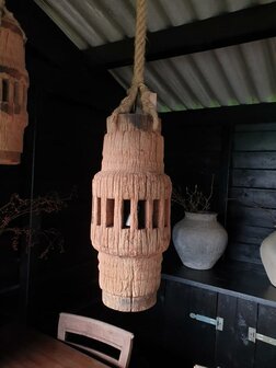 Hanglamp houten wiel as set (afhalen)
