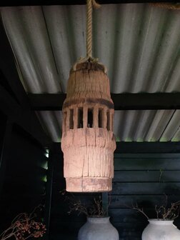 Hanglamp houten wiel as set