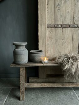 Houten pot laag grey