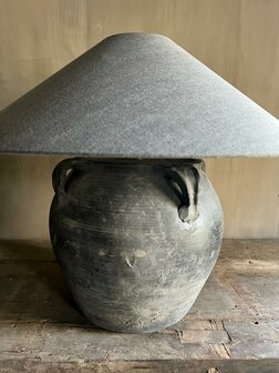 Chinese kruiklamp inclusief Chinese lampenkap grey (afhalen)