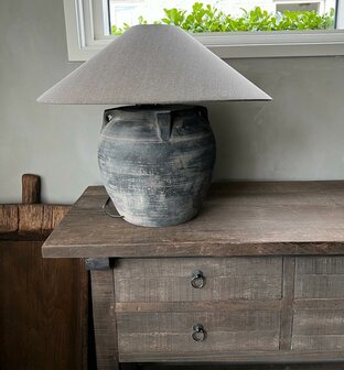 Chinese kruiklamp inclusief Chinese taupe lampenkap (afhalen)