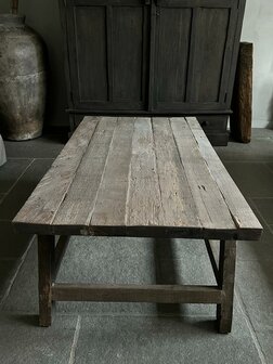 Salontafel driftwood schuine poot| salontafel oud hout 120x70cm