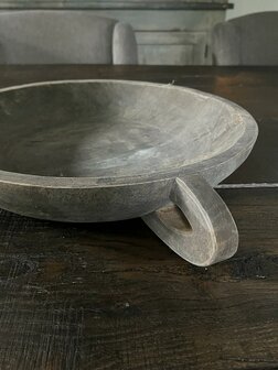 Houten schaal met handvat antique grey Luksa