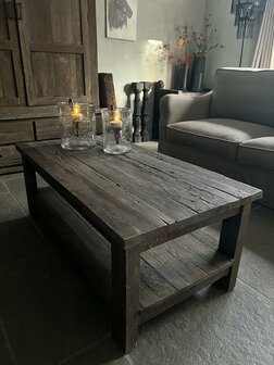 Salontafel Driftwood met onderblad | salontafel oud hout met onderblad  120x60cm