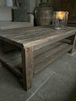 Salontafel Driftwood met onderblad | salontafel oud hout met onderblad  120x60cm