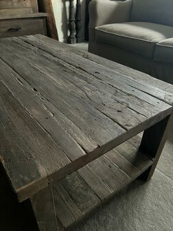 Salontafel Driftwood met onderblad | salontafel oud hout met onderblad  120x60cm