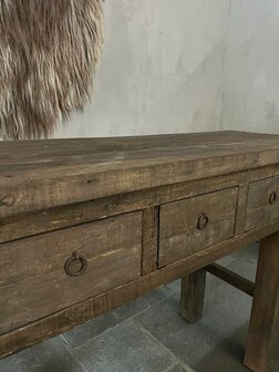 Sidetable driftwood 3 lades (140cm)