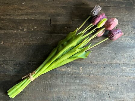Tulpen Mauve ( kunst boeketje 7 stuks)