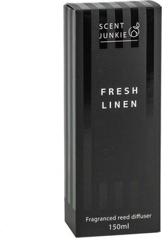 Geurdiffusser met stokjes 150ml fresh linen Scent Junkie 