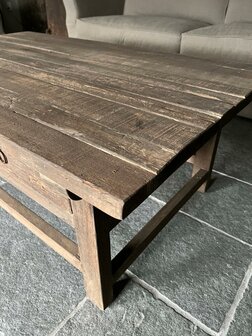Salontafel met 2 lades / salontafel oud hout 120x70cm (afhalen)