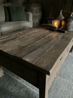 Salontafel 2 met lades Driftwood | salontafel oud hout 120x70cm (afhalen)