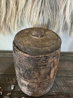 Houten Nepalese pot met deksel Be Uniq (hoogte 26cm)