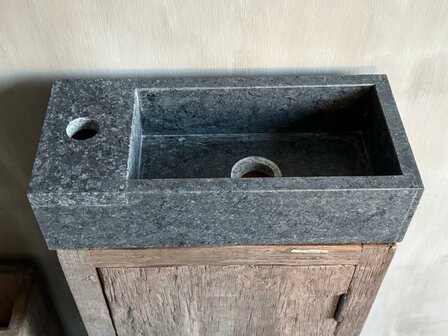 Toilet meubel oud hout inclusief granieten spoelbak (op bestelling)