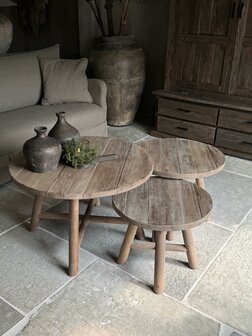 Salontafels hout set light brown set van 3 (afhalen)