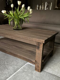Salontafel Driftwood met onderblad  120x60cm A (afhalen)