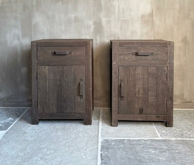 Nachtkastjes Driftwood met lade en deur A (afhalen)