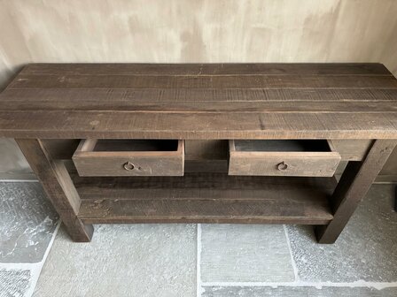 Sidetable met 2 lades en onderblad Driftwood A (afhalen)