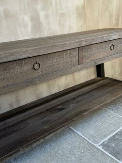Sidetable Driftwood met schuine poot 2- lades Miring (afhalen)