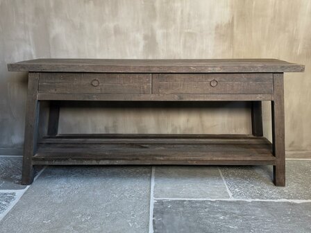 Sidetable Driftwood met schuine poot 2- lades Miring (afhalen)