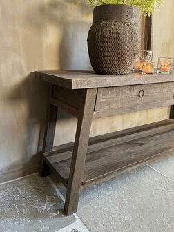 Sidetable Driftwood met schuine poot 2- lades Miring (afhalen)