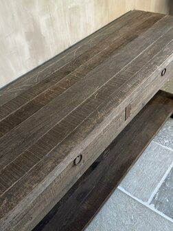Sidetable Driftwood met schuine poot 2- lades Miring (afhalen)