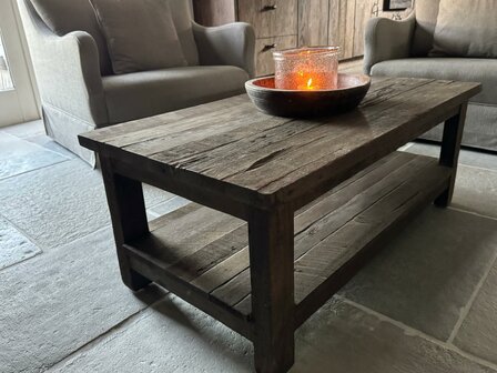 Salontafel Driftwood met onderblad  120x60cm C (afhalen)