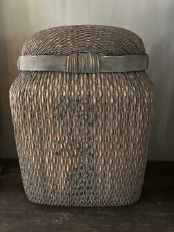 Chinese rieten mand met deksel XL