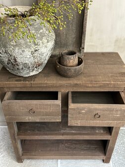 Sidetable Driftwood 2 lades | Sidetable oud hout met 2 lades 80cm Kota A (afhalen)
