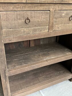 Sidetable Driftwood 2 lades | Sidetable oud hout met 2 lades 80cm Kota A (afhalen)