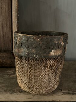 Authentieke Chinese mand met houten rand C