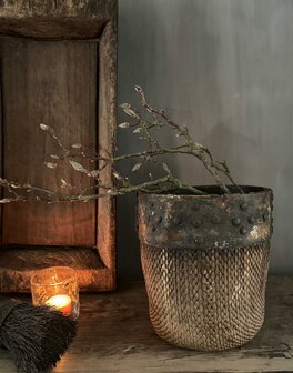 Authentieke Chinese mand met houten rand C