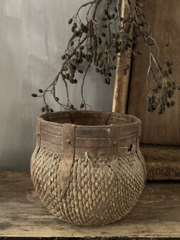 Authentieke Chinese mand met houten rand E