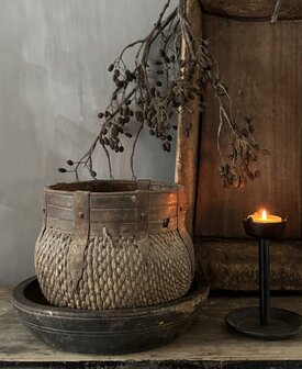 Authentieke Chinese mand met houten rand E