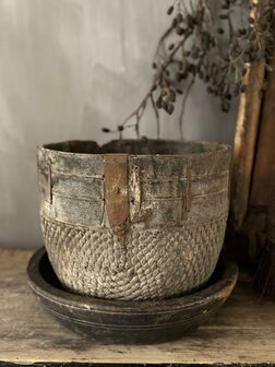 Authentieke Chinese mand met houten rand F