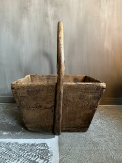 Oude rijstbak | oude bak met handvat  laag model (afhalen)