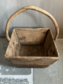 Oude rijstbak | oude bak met handvat  laag model (afhalen)