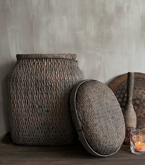 Chinese rieten mand met deksel XL B
