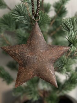 Metalen kerst ster Ravi roest 15cm
