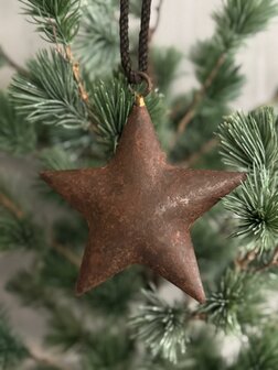Metalen kerst ster Ravi roest 12cm