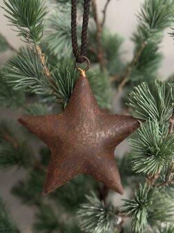 Metalen kerst ster Ravi roest 12cm