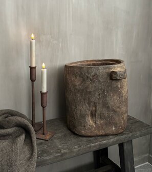 Authentieke houten pot (hoogte 31cm)